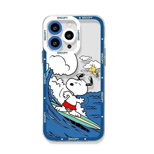 Cute Funny Snoopy Case For Iphone 15 Pro Max 11 14 13 12 Mini 6s 6 7 8 Plus X XS XR Cover Silicone Couqe Soft Transparent