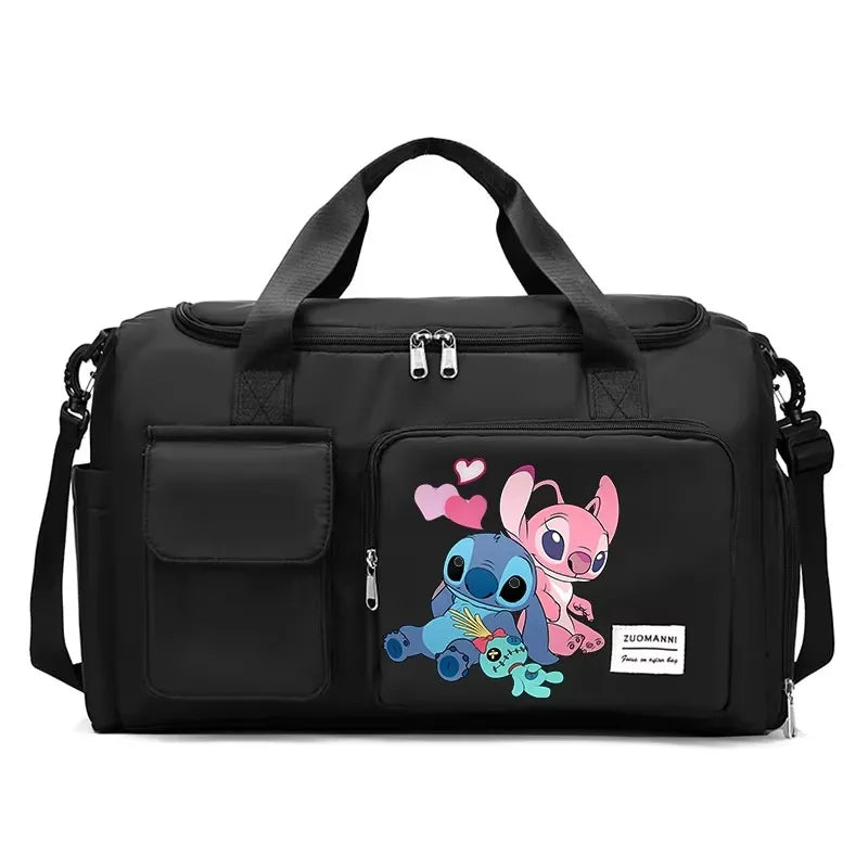 Stitch Splash-Pro Gym Duffel — Waterproof Kawaii Carryall with Shoe Compartment & Wet/Dry Divide (44×28×19cm)