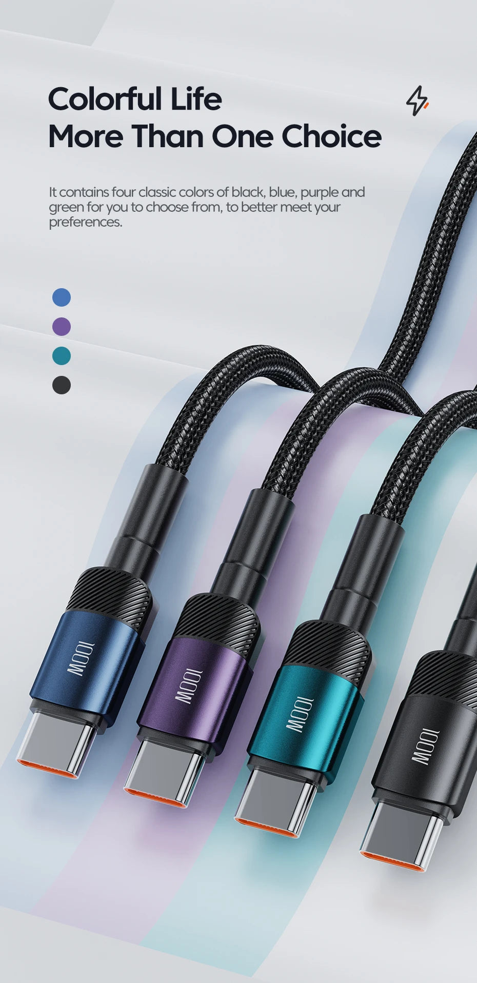 Toocki 100W Type C to USB C Cable PD 3.0 Quick Charge 4.0 Fast Charging Type C to Type C for iPhone 15 Macbook Samsung Xiaomi - THOOBO!