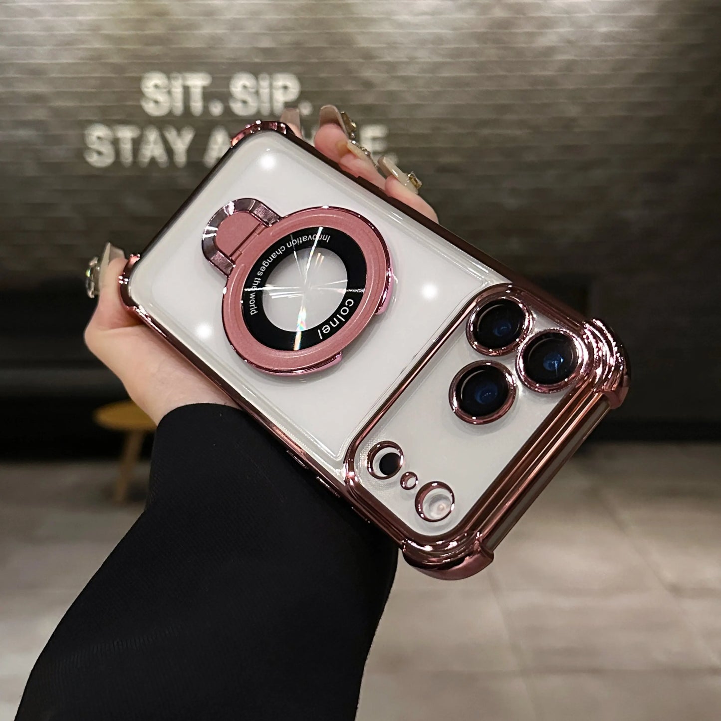 Shockproof Plating Magnetic Case For iPhone 17 Air 17 16 15 14 13 12 Pro Max Plus iPhone XS XR XS MAX Back Covers with Holder
