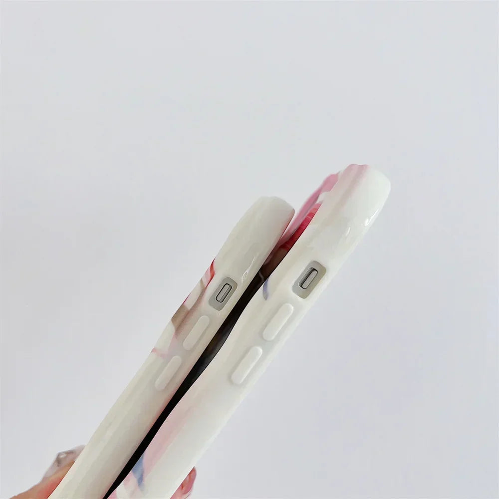 FLYKYLIN Luxury Cream Rose Phone Case For Samsung Galaxy S25 S24 Ultra S23 S22 S21 Plus S20 FE Soft Silicon Cover