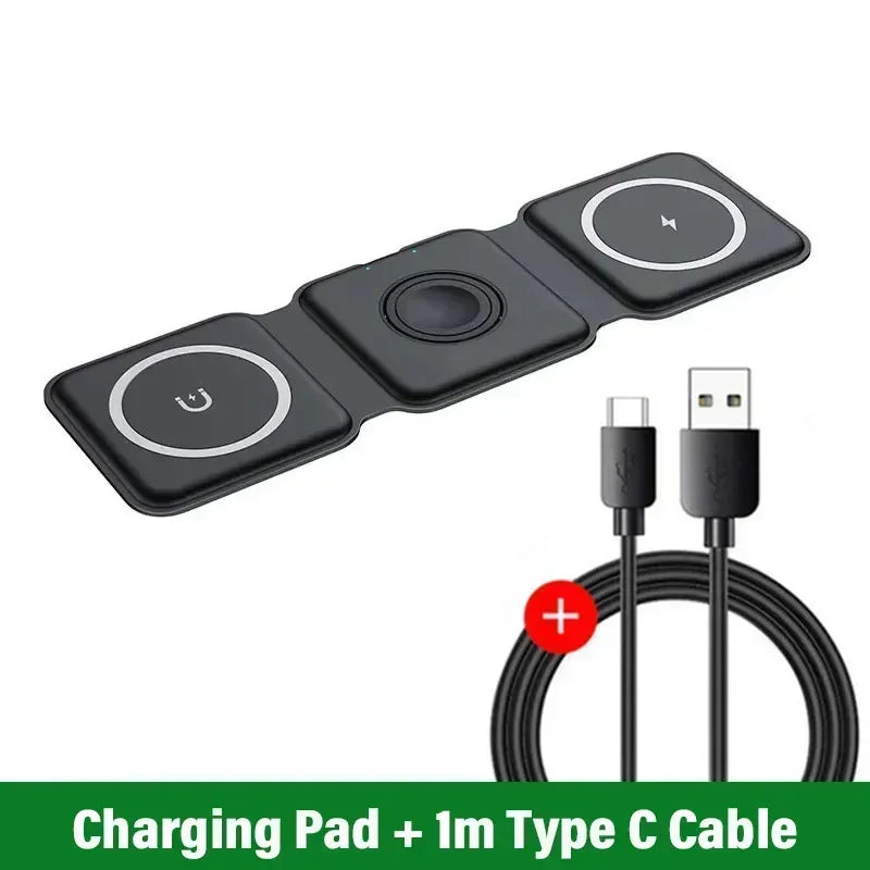 Foldable 3-in-1 Wireless Charger Dock For iPhone 16 15 14 13 12 Pro Max Apple Watch 10/9/8/7/6/5 AirPods Pro Fast Charging Pad