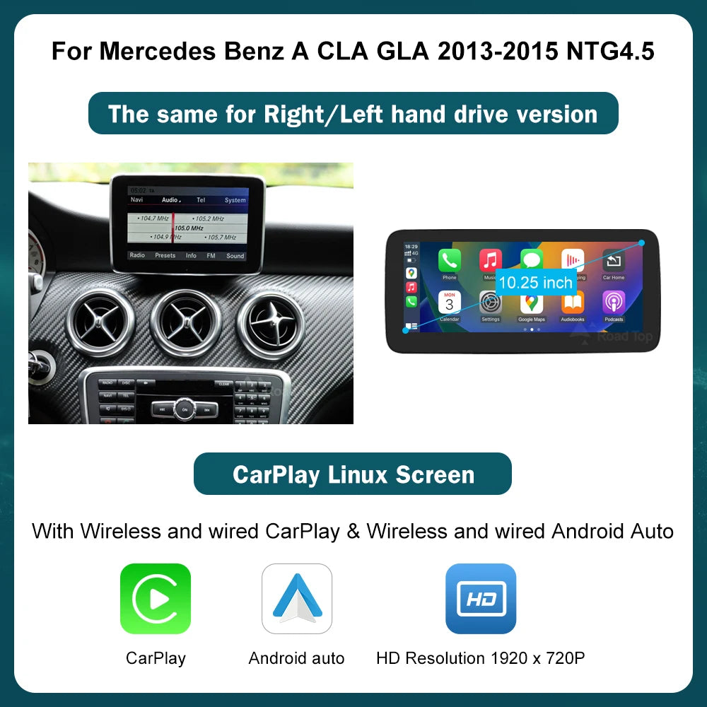 Road Top 12.3" Wireless CarPlay & Android Auto Screen for Mercedes-Benz Magic 🎶✨