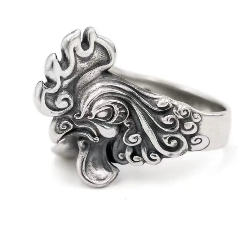 THOOBO! Rooster Royale Adjustable Ring — Vintage Grit, Bold Luck, All-Day Flex (WQ040)