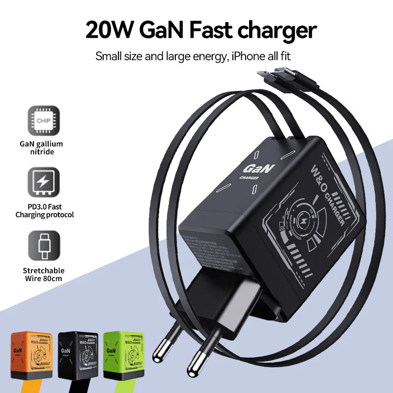 W&O GaN Fast Charging Cable – Liquid Silicone Power for Type-C & Lightning