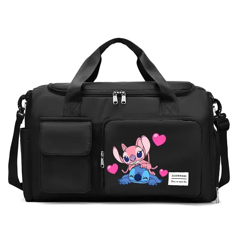 Stitch Splash-Pro Gym Duffel — Waterproof Kawaii Carryall with Shoe Compartment & Wet/Dry Divide (44×28×19cm)