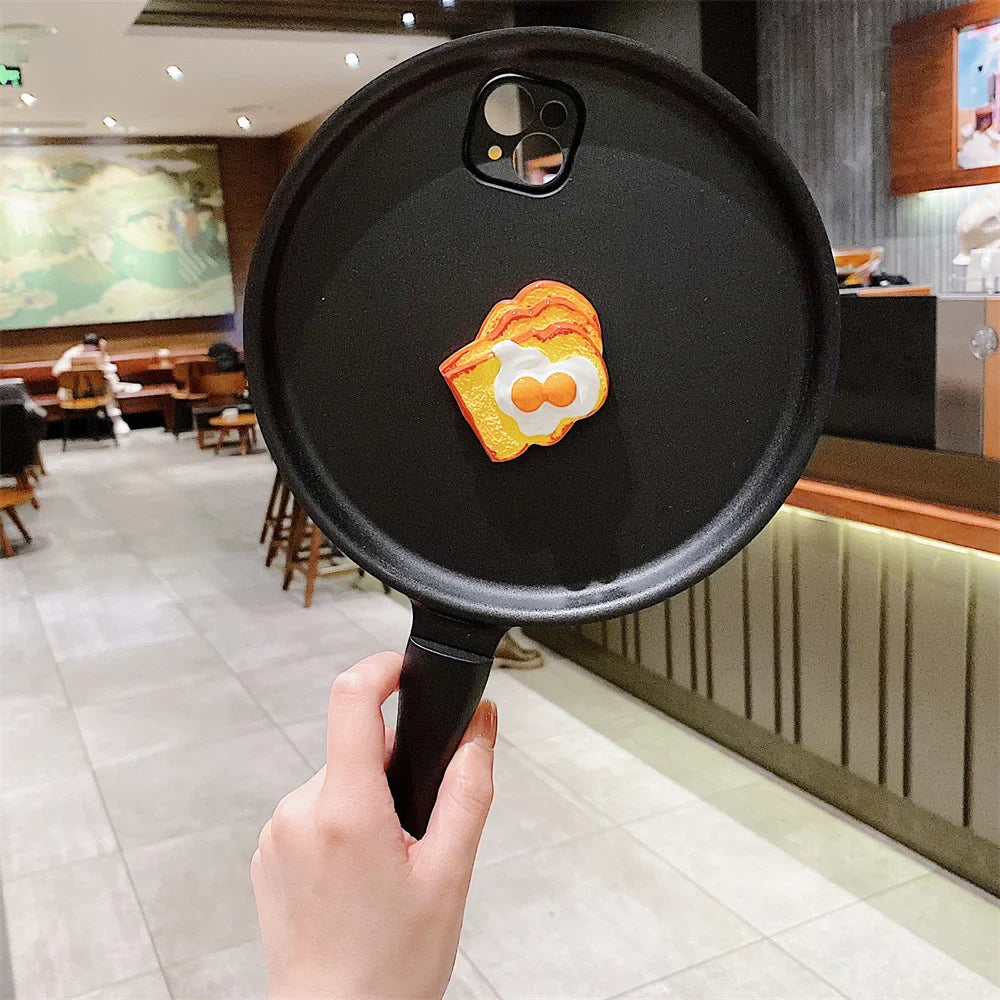 Cute Frying Pan 3D Cartoon Case for Samsung Galaxy S23 Ultra S22 S21 Plus S23Ultra Funny Egg Bread Pot Shockproof Hard Cover