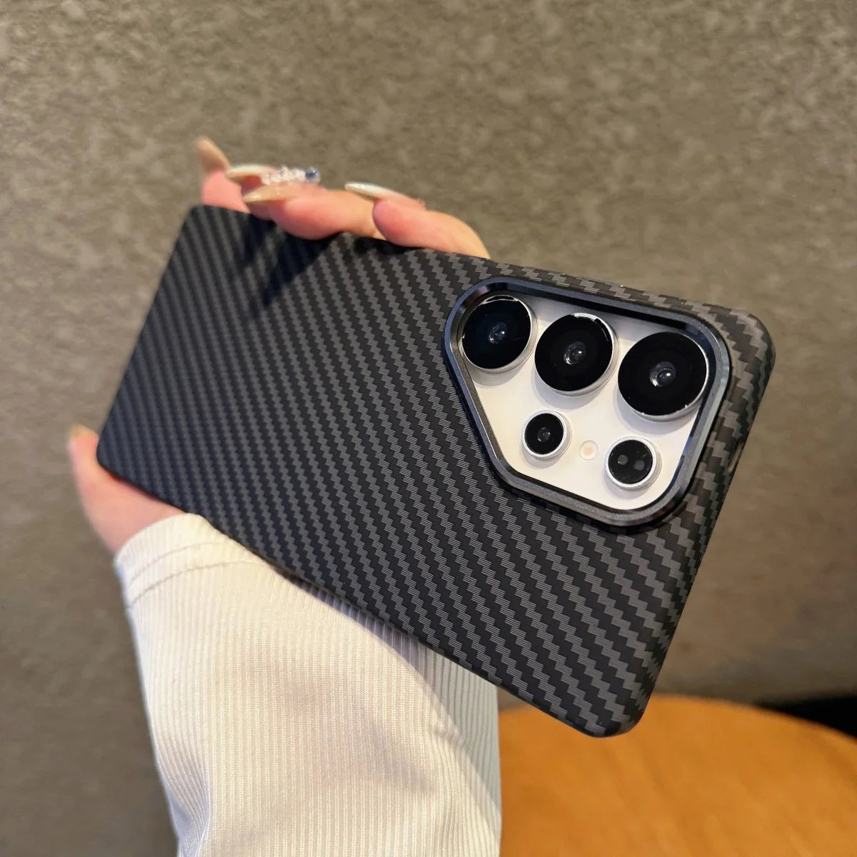 Mountain Carbon Fiber Kevlar Pattern Plastic Case For Samsung S25 S24 S23 Ultra Plus For Magsafe Magnetic Wireless Charge Cover