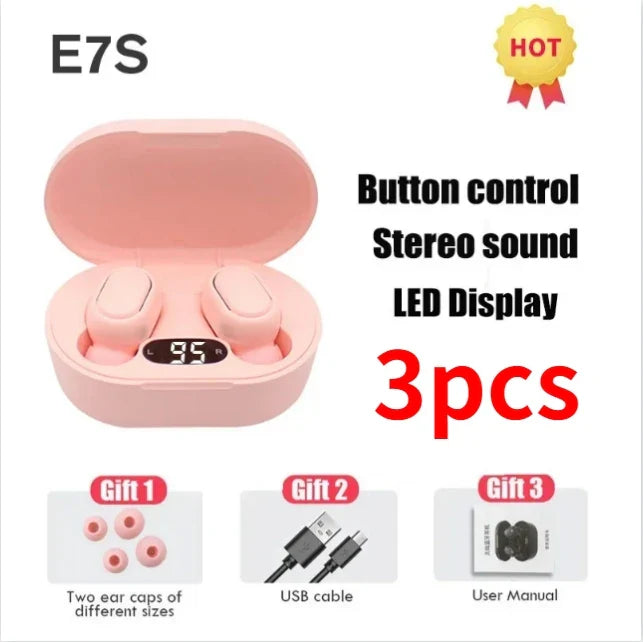 E7S TWS Wireless Headphones Bluetooth earphone Control Sport Headset Waterproof Microphone Music Earphone Work On All Smartphone