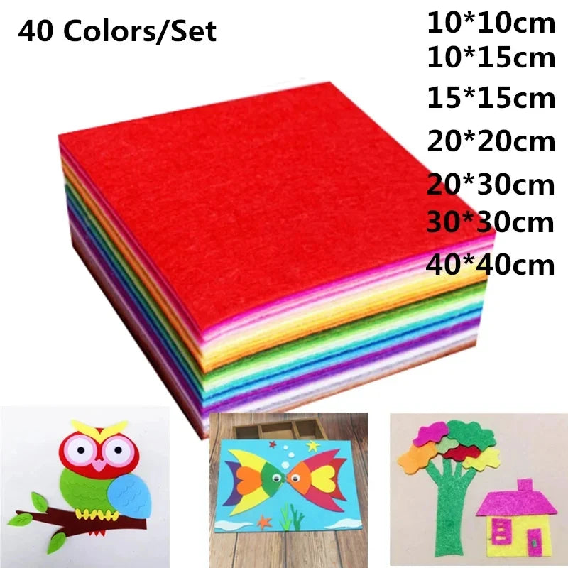 40pcs Felt Fabric Sheets DIY Patchwork & Sewing Craft Set