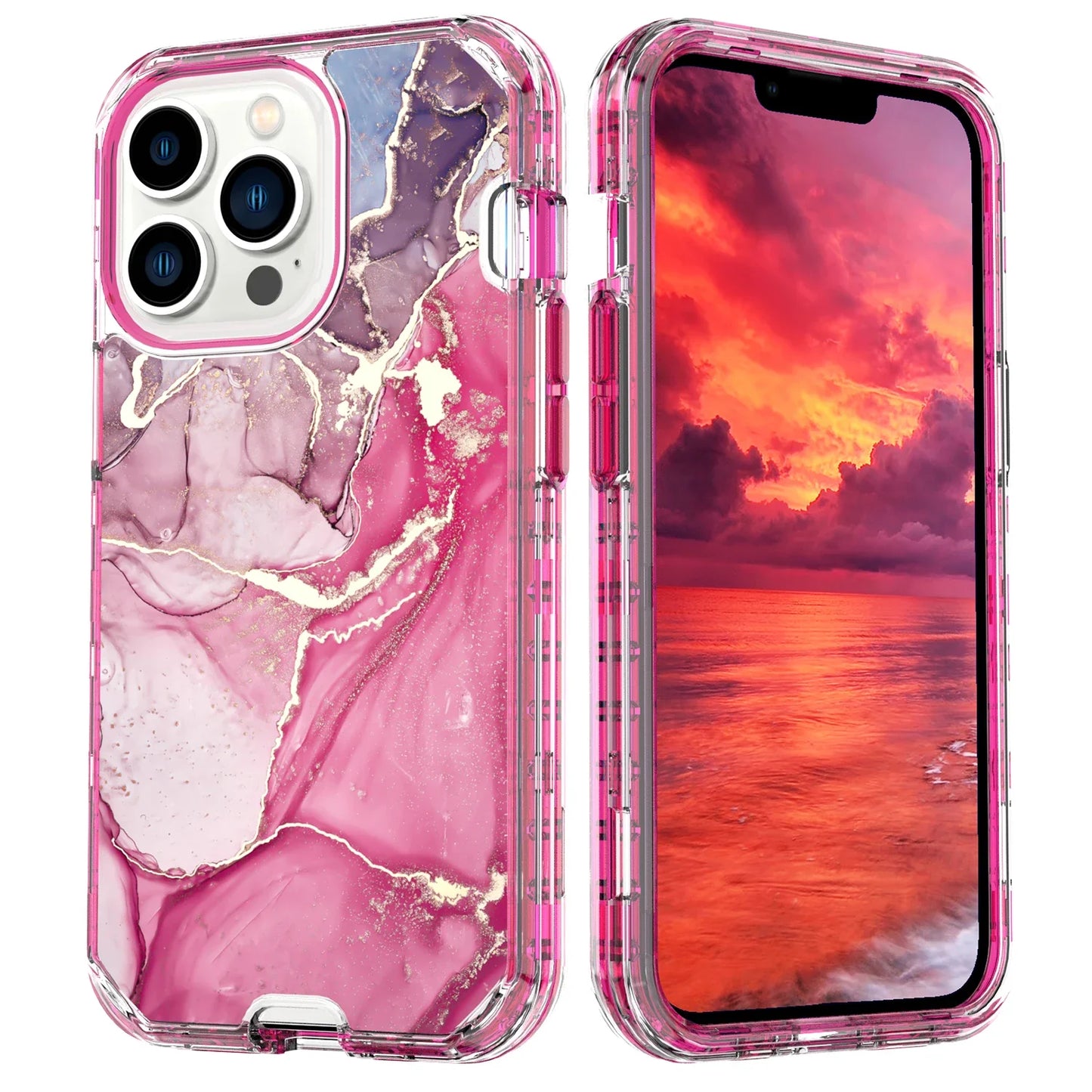 Plating Marble Phone Case for iPhone 16 14 13 11 12 15 Pro Max Plus Heavy Duty Shockproof Protective Luxury Cover