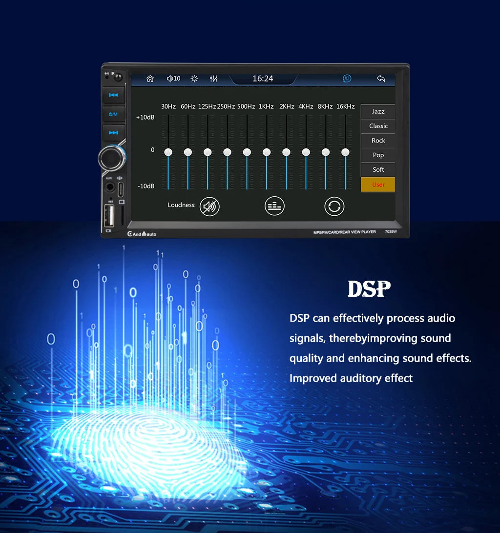 ESSGOO 7" Double Din CarPlay Android Auto Multimedia Player With HD Touchscreen & DSP Sound