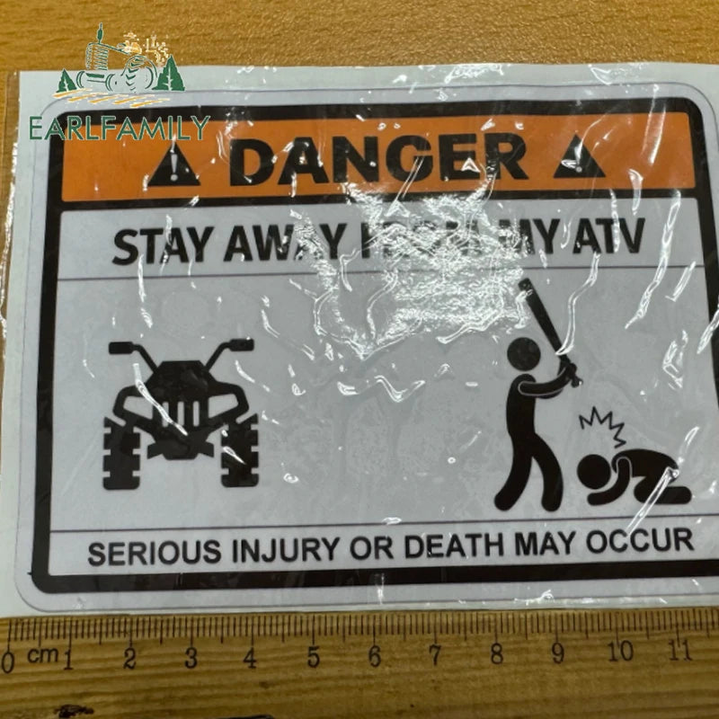 Stay Away From My ATV Sticker – 3D waterproof decal for rides, gear & mischief