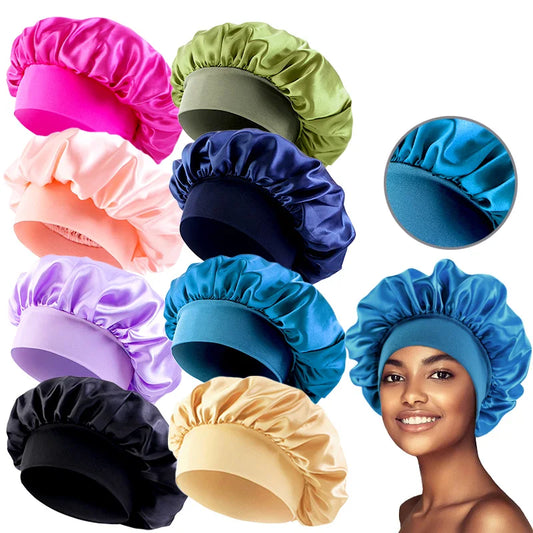 SnoozeCrown Satin Wide-Brim Sleep Bonnet – 360° Hair Care Wrap for Women & Men | Anti-Frizz, Elastic Fit, Luxe Sleepwear Essential - THOOBO!