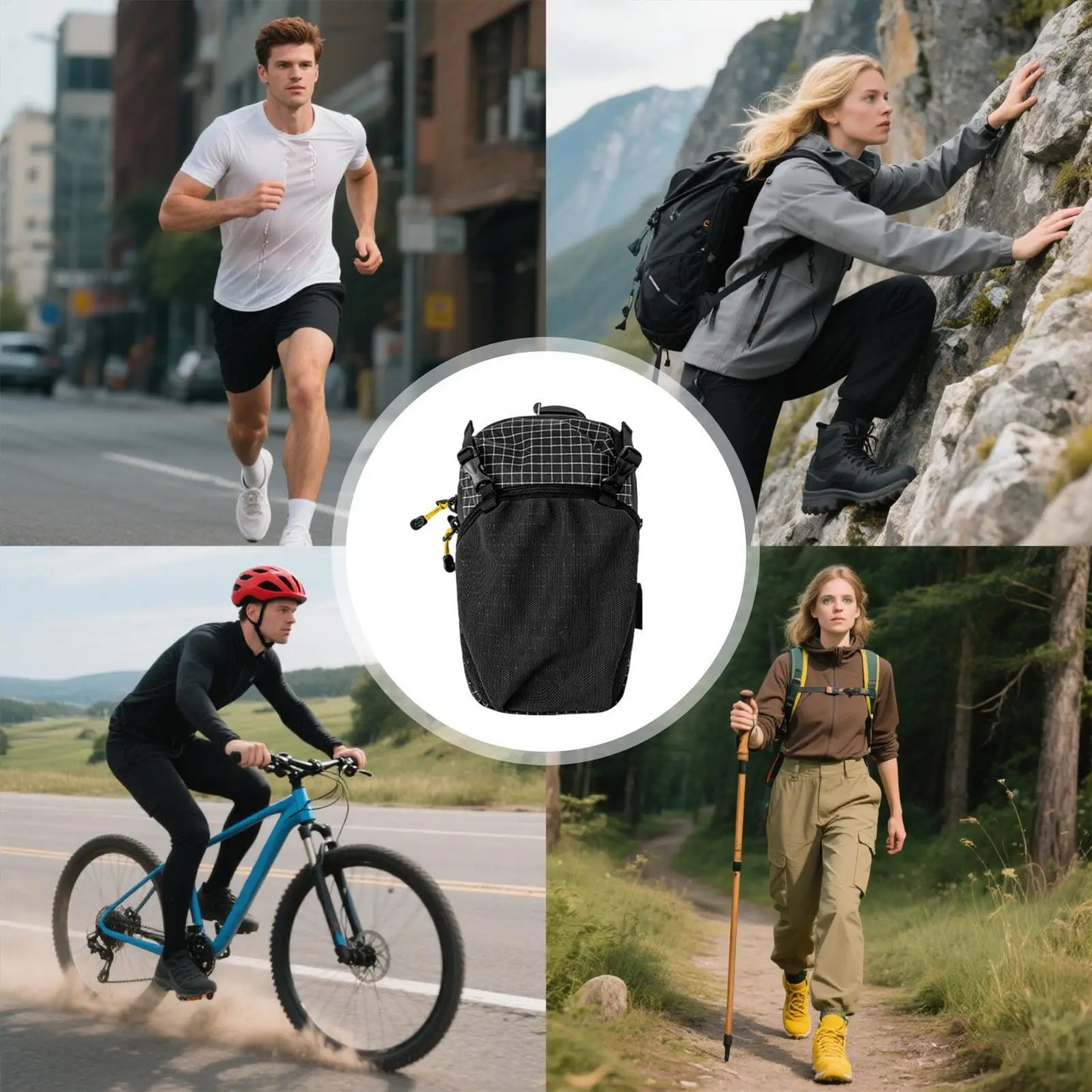 HydroGo Adventure Sling — Shatterproof Water Bottle & Phone Holder With Strap for Travel, Gym & Outdoor Sports