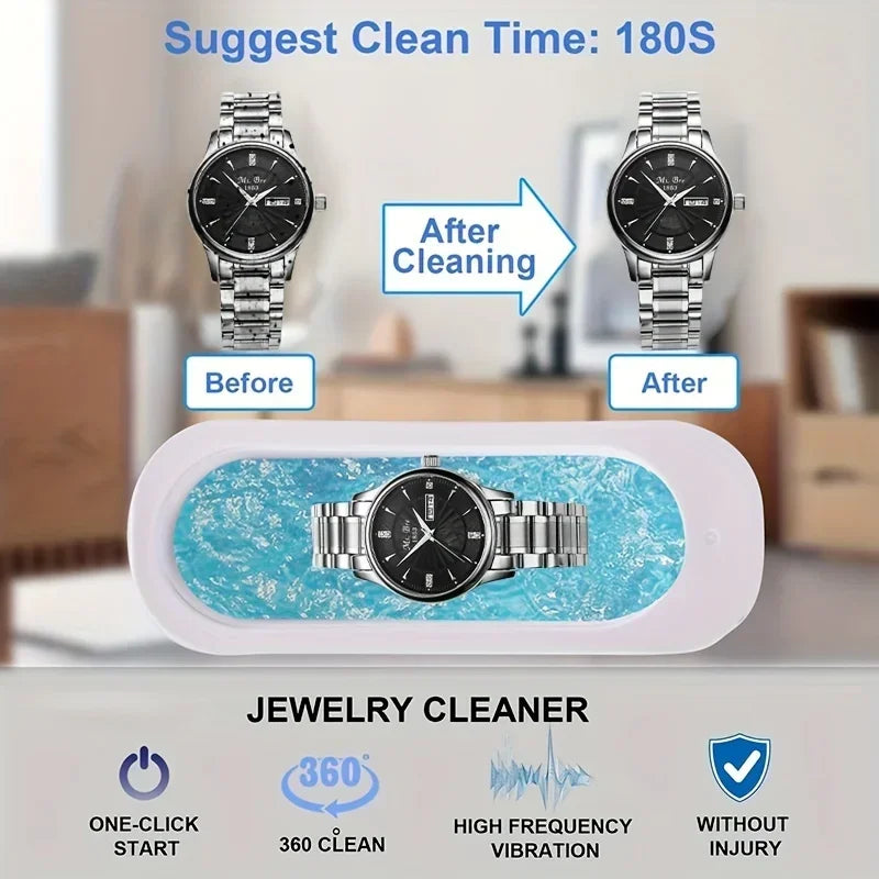 INSIS FEMME “Sonic Bubbler 45K” – Ultrasonic Glasses & Jewelry Spa Cleaner with 360° Micro-Vibration Tech (500ml Power Clean Basin)