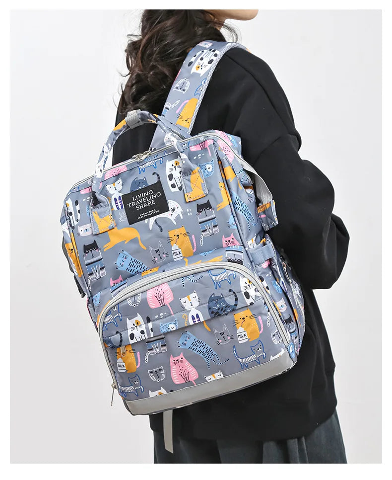 JoyTrail Mommy Backpack — Lightweight Printed Nylon Maternity & Baby Travel Bag with Large Capacity