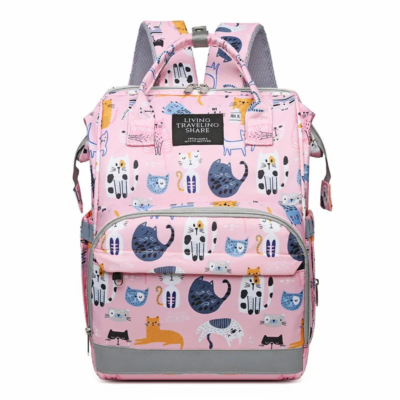 JoyTrail Mommy Backpack — Lightweight Printed Nylon Maternity & Baby Travel Bag with Large Capacity