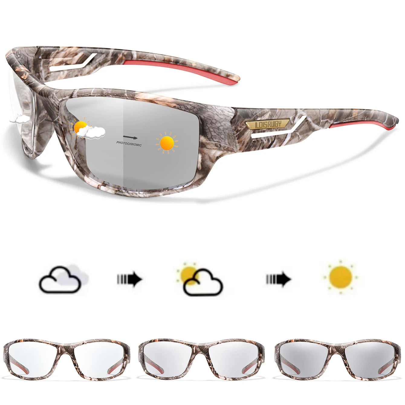 LOISRUBY CamoShift Photochromic Cycling Sunglasses – Road-Ready Vision for Every Light & Every Ride - THOOBO!