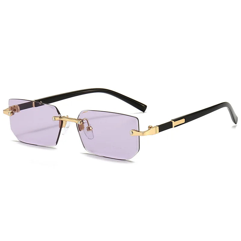 Rimless Sunglasses Rectangle Fashion Popular Women Men Shades Small Square Sun Glasses For Female Male Summer Traveling Oculos - THOOBO!