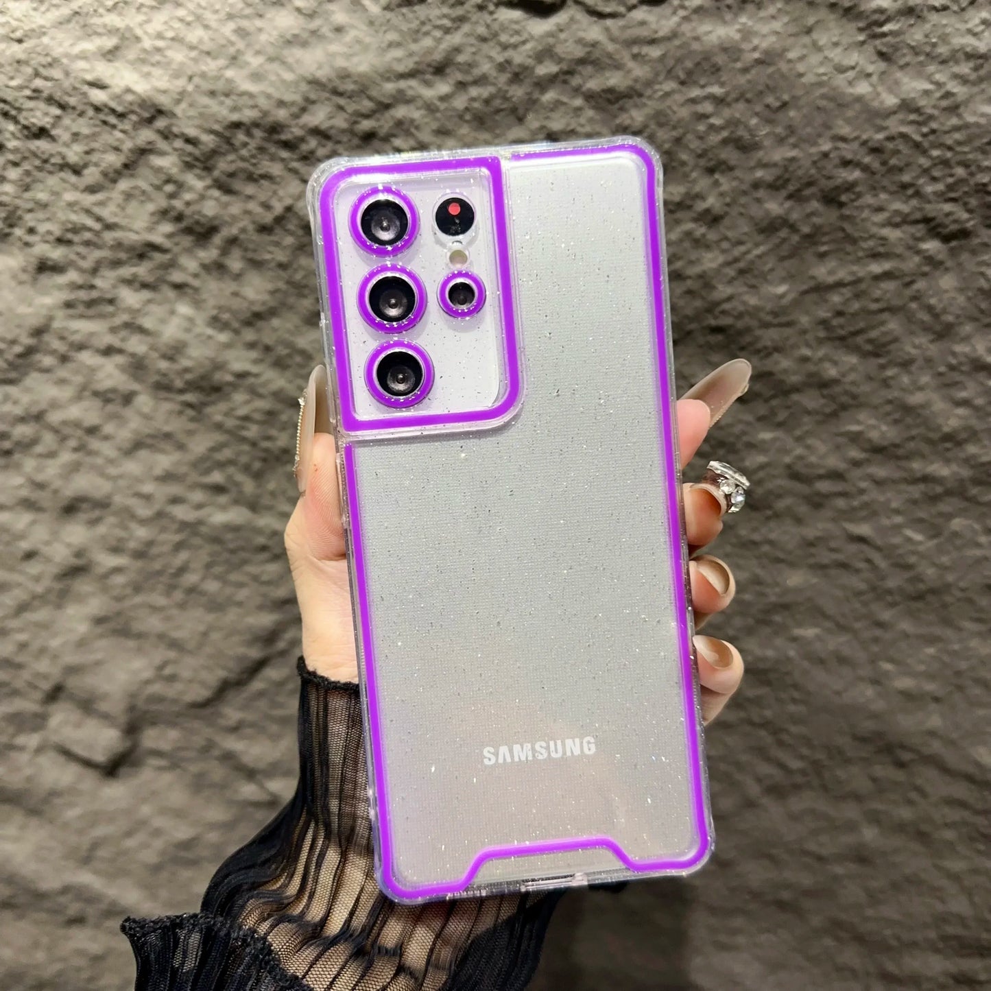 Night Light Luminous Bling Glitter Clear Case for Samsung Galaxy S22 S23 S24 Ultra S23 Plus S21 FE Glowing Silicone Soft Cover