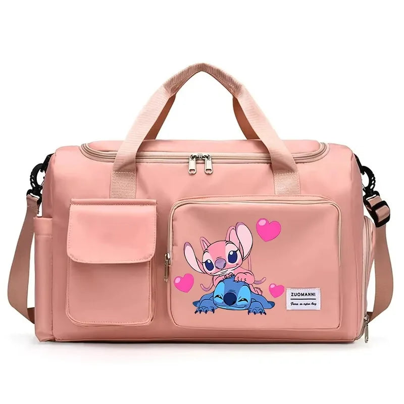 Stitch Splash-Pro Gym Duffel — Waterproof Kawaii Carryall with Shoe Compartment & Wet/Dry Divide (44×28×19cm)