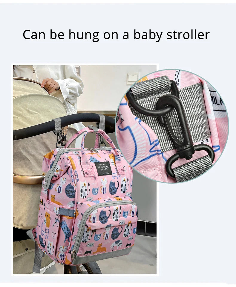 JoyTrail Mommy Backpack — Lightweight Printed Nylon Maternity & Baby Travel Bag with Large Capacity