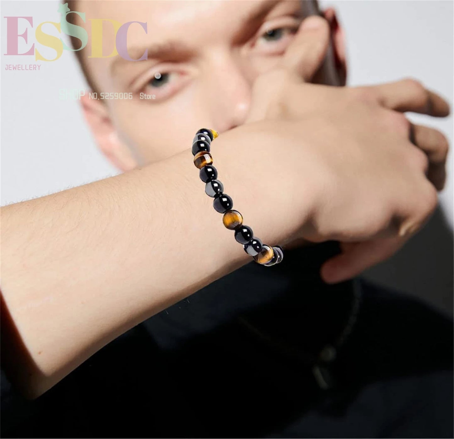 Tiger Eye & Hematite Energy Bracelet – Magnetic Healing Beads for Strength, Balance & Happy Vibes ✨