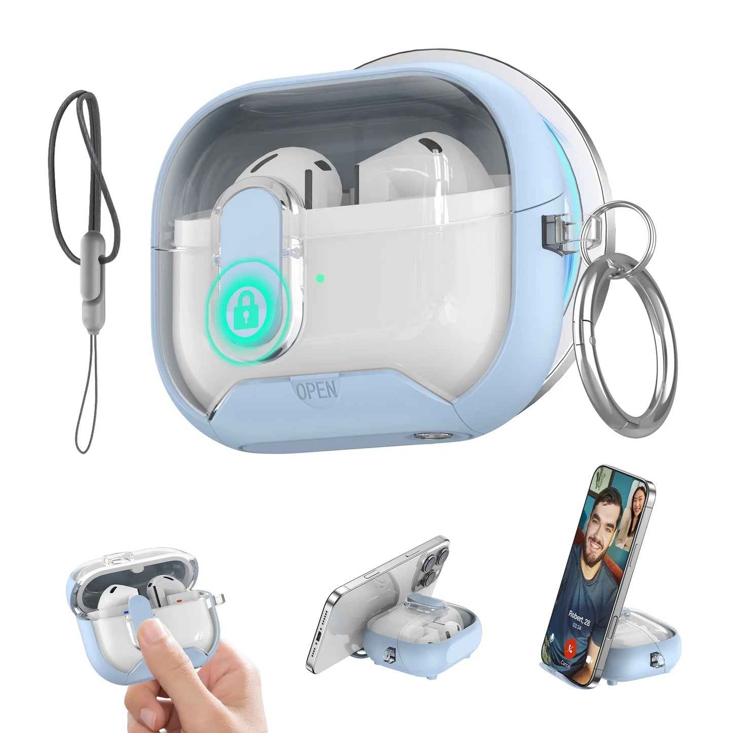for Samsung Galaxy Buds 3 Pro Case with Secure Lock Carbon Fiber Protective Phone Holder Design Case for Samsung Galaxy Buds 3