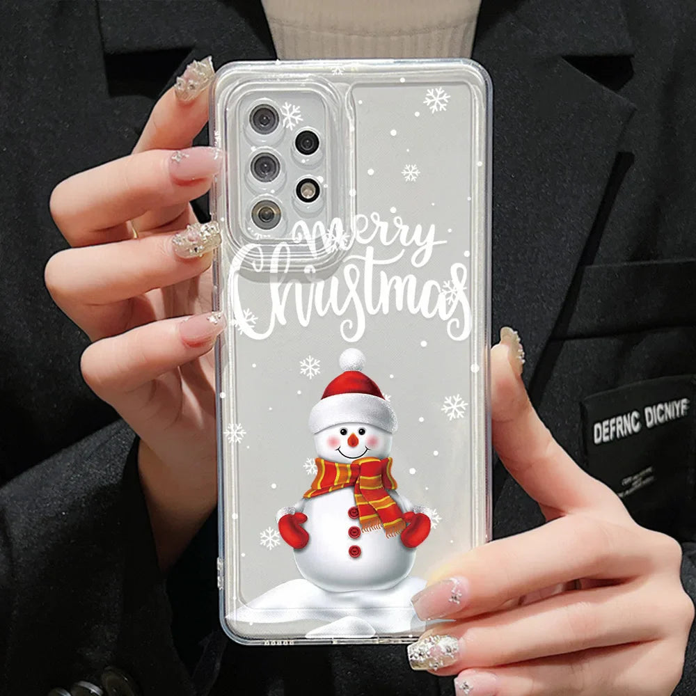 Merry Christmas Phone Case For Samsung A55 5G S24 Ultra A54 A53 A35 A15 A16 S23 FE S22 S21 S20 FE Soft TPU Carcasa Funda Cover