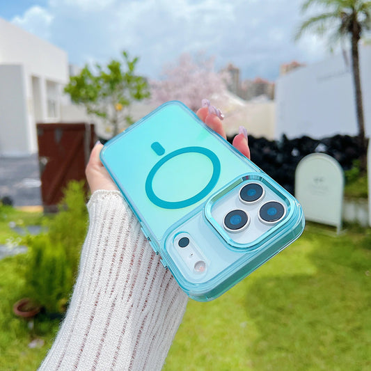 Fashion Laser Gradient Translucent Shockproof Magnetic Case for IPhone 17 Air 16 15 14 Plus 13 12 17 Pro Max 16e Magsafe Cover
