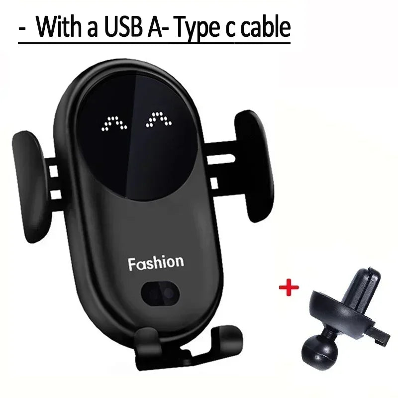 360° Rotation Car Wireless Charger Automatic Clamping Infrared Induction Phone Stand for iPhone 16 15 14 13 Samsung Galaxy S24