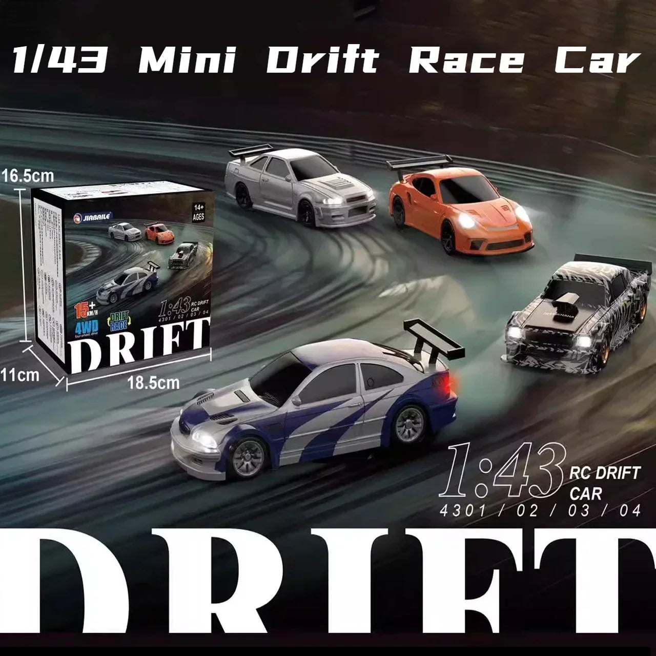 2.4G RC Drift Car 1/43 4WD Remote Control Mini Racing Car Toy