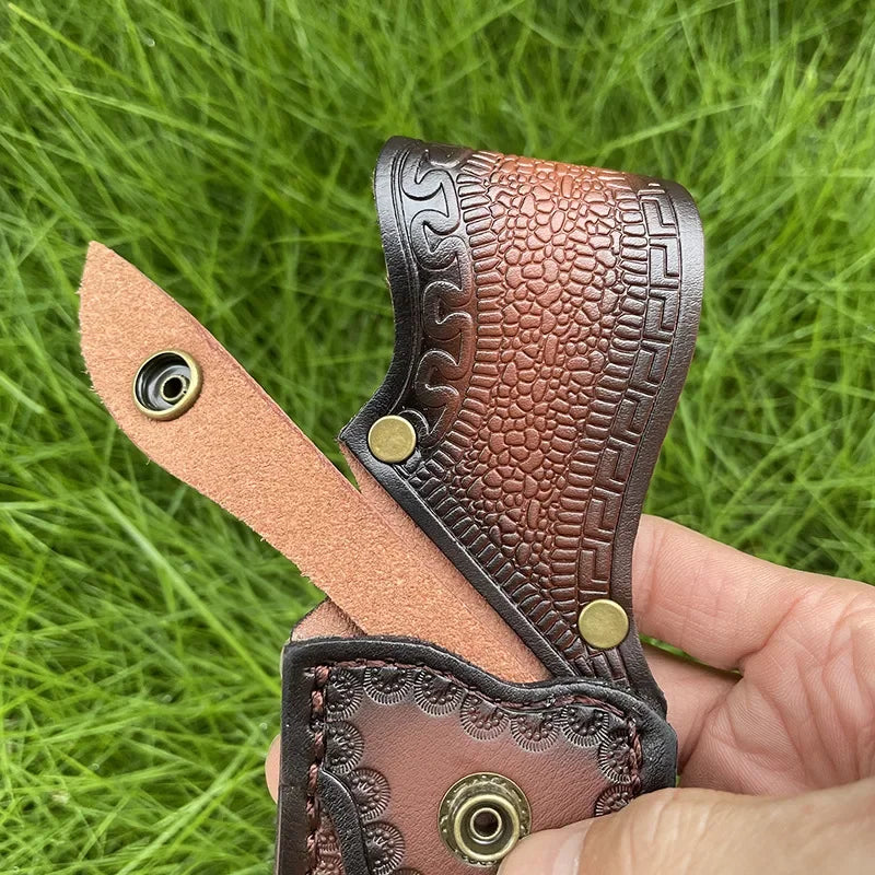 Ironhide EdgeGuard Leather Knife Sheath — Handcrafted Cowhide Belt Sheath with Buckle Pocket for Everyday Carry