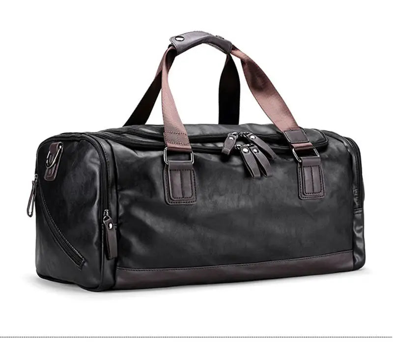 ApexMode Luxe — Men’s PU Leather Gym & Travel Duffle Bag With Shoulder Strap