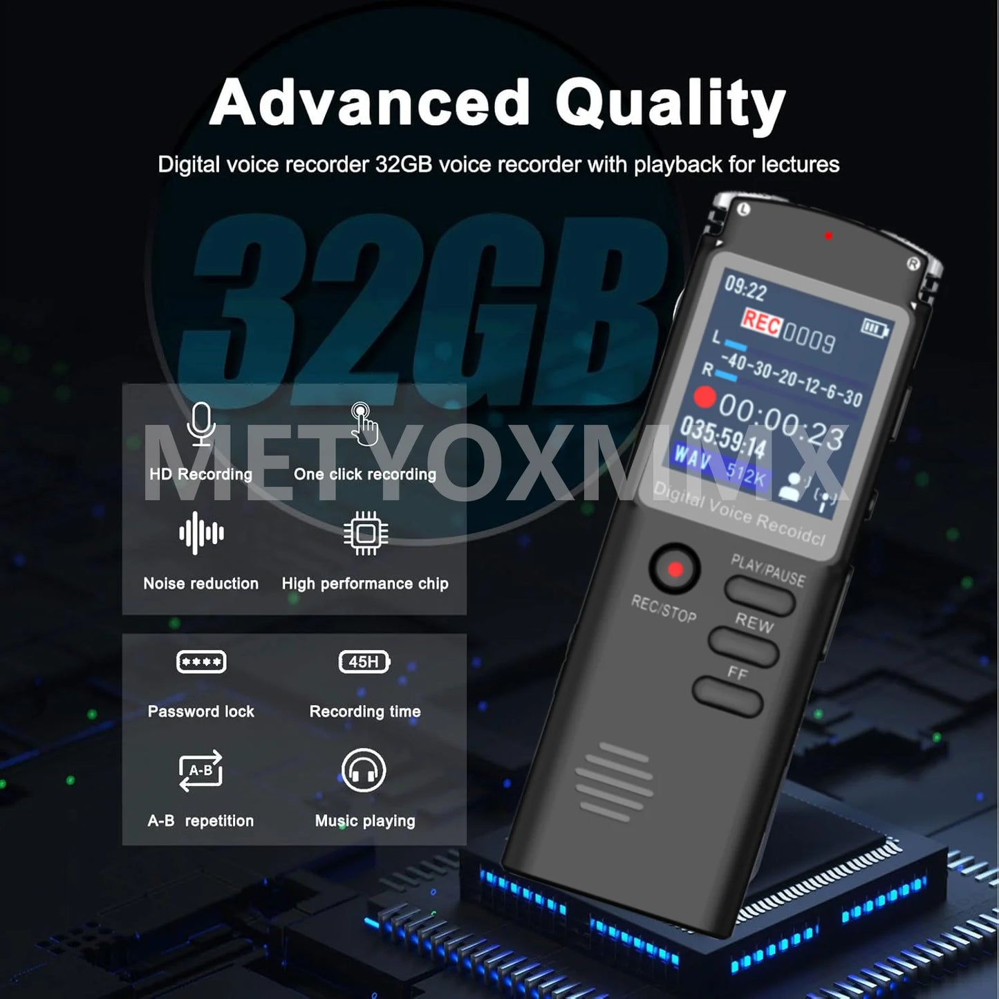 Voice Recorder - Voice Activated Recorder with Earphone & USB Charge Cable, Digital Voice Recorder with Playback for Lectures & - THOOBO!