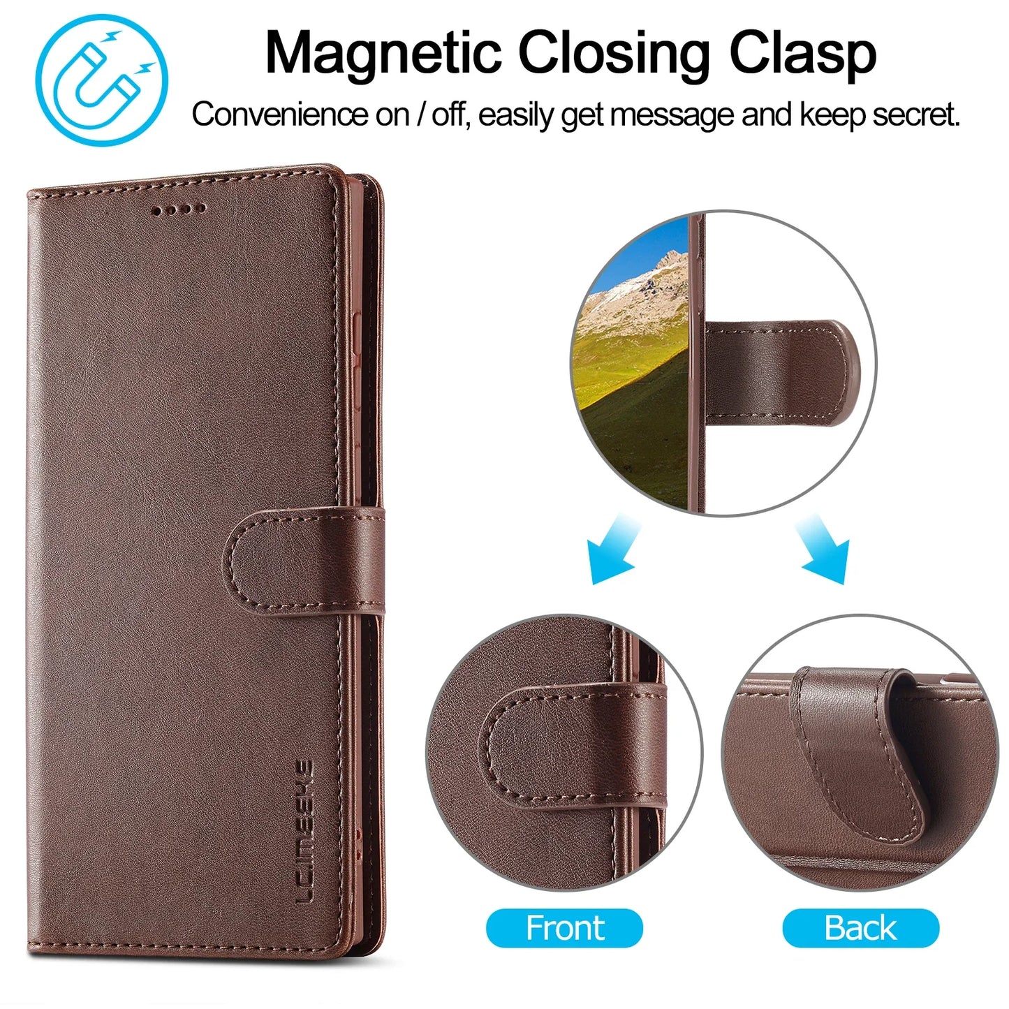 Leather Wallet Case For Samsung Galaxy S25 S24 S23 S22 Ultra S21 S20 FE S10 S9 Plus Note20 10 Plus Business Flip Card Cover