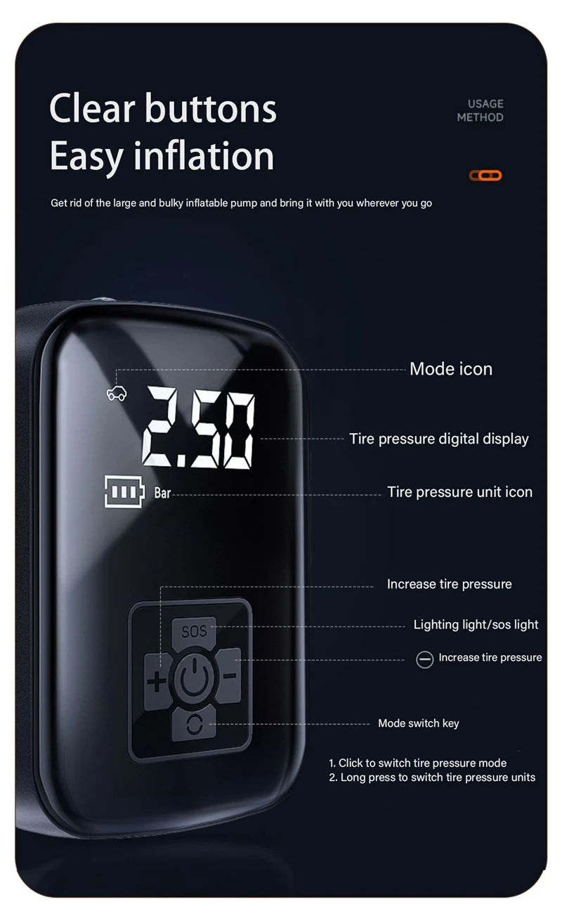 “Pump Commander Pro” Wireless Electric Air Compressor – Inflate Anything, Anywhere, Anytime - THOOBO!