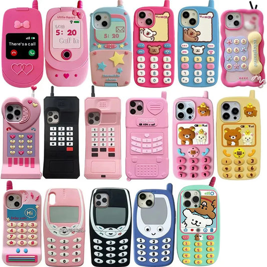 For iPhone 16 Pro MaxCartoon Cute Silicone Protection telephone Cover For iPhone 14 13 12 15 Pro Max INS Pop 3D Case Funda Coque