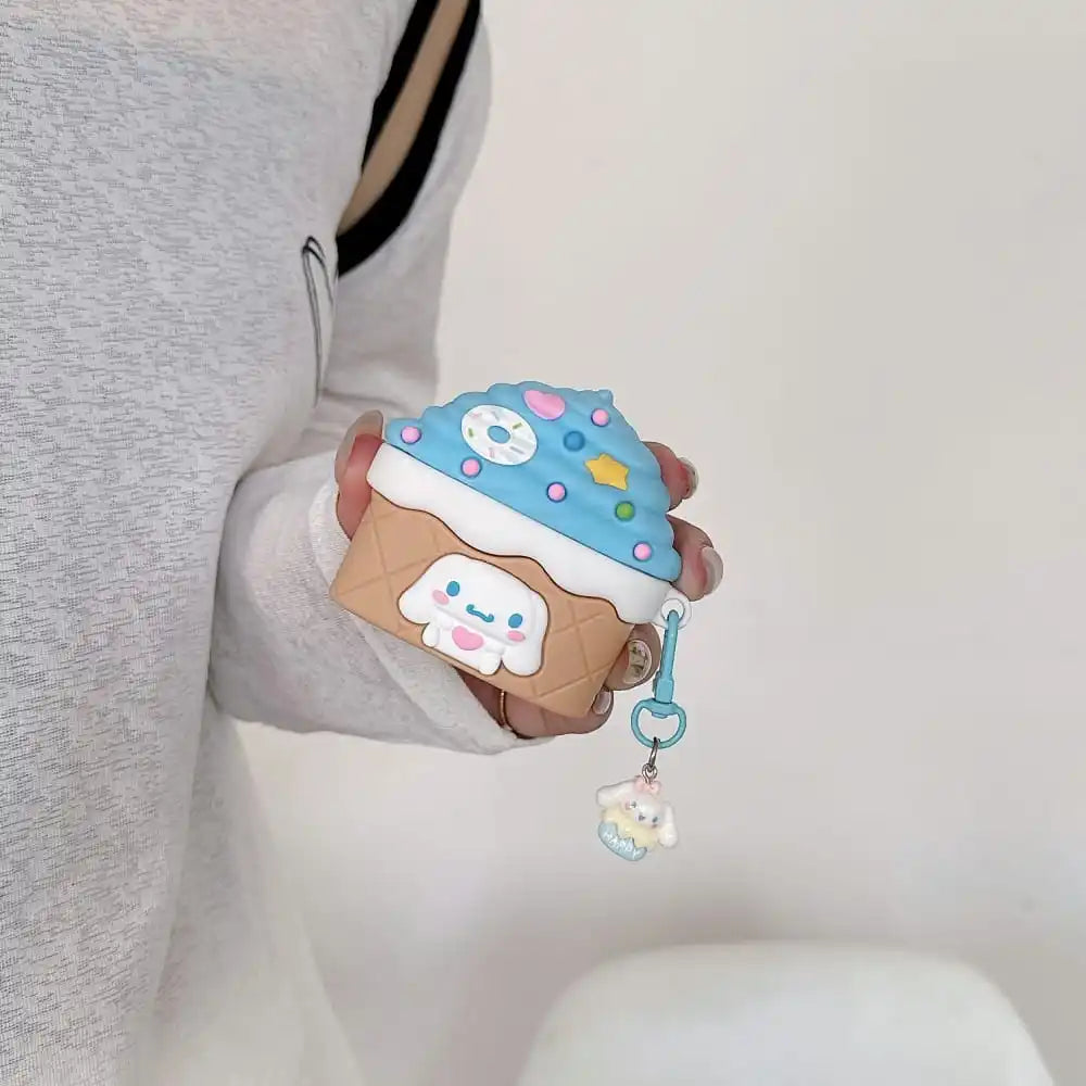 Hot Cute Cartoon Anime Role Ice Cream Cone Cinnamoroll Earphone Case for AirPods 1 2 3 Pro 2rd Soft Silicone Protective Cover
