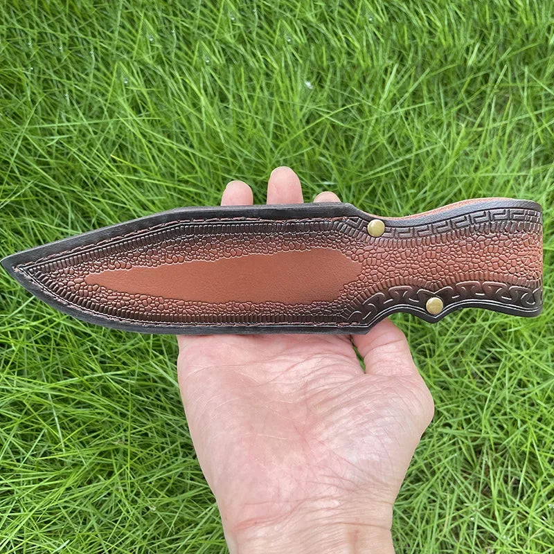 Ironhide EdgeGuard Leather Knife Sheath — Handcrafted Cowhide Belt Sheath with Buckle Pocket for Everyday Carry
