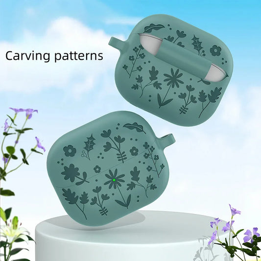 New Case For Samsung galaxy buds 3（2024）Coque Carving Flowers Design Liquid Silicone Soft Capa For galaxy buds3/3pro Cover Funda