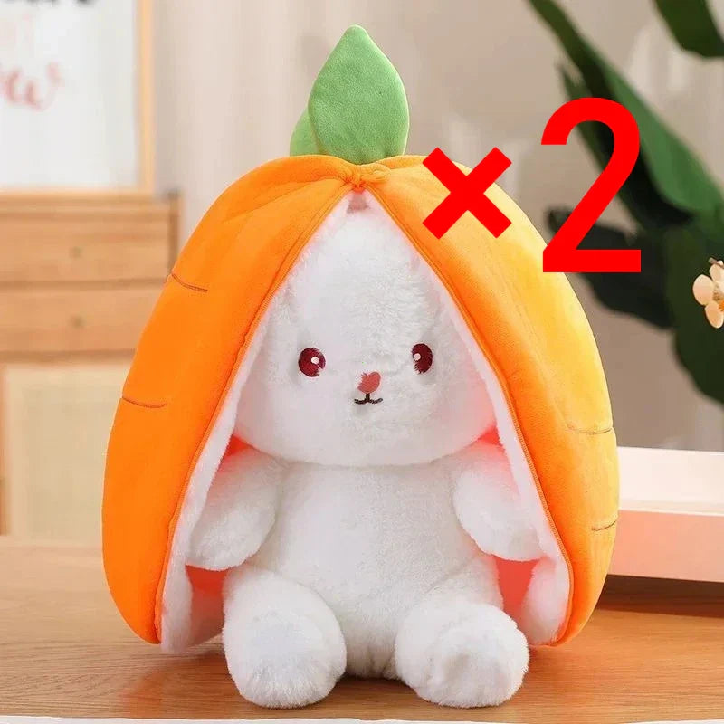 Cute Strawberry Carrot Rabbit Plush Toy – Soft Cuddly Bunny Doll