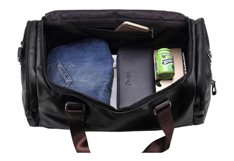 ApexMode Luxe — Men’s PU Leather Gym & Travel Duffle Bag With Shoulder Strap