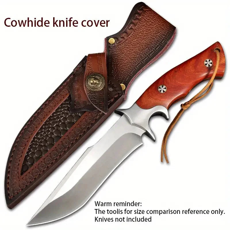 Ironhide EdgeGuard Leather Knife Sheath — Handcrafted Cowhide Belt Sheath with Buckle Pocket for Everyday Carry