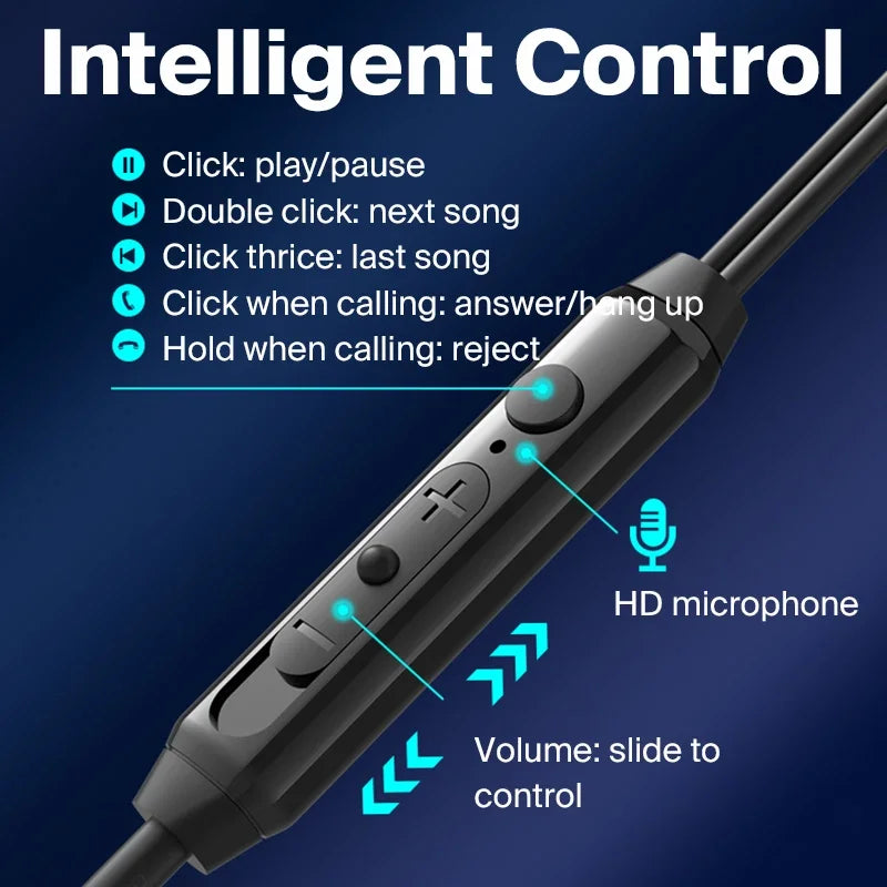 EARDECO 3.5mm/Type-C Noise Canceling Headphone Wired Headphones Bass Hifi Wired Earphone Earbuds Stereo Mic Earphone with Wire