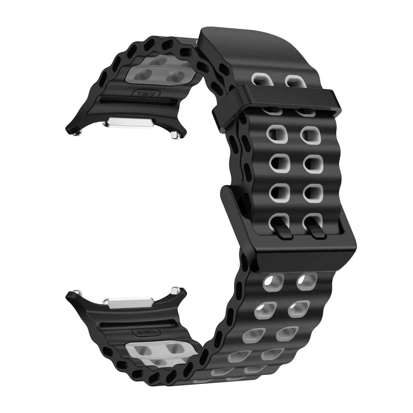 NEW Marine Silicone Strap For Samsung watch ultra 47mm Bracelet No Gaps Sport two-tone Band for Galaxy 7 ultra watchband straps