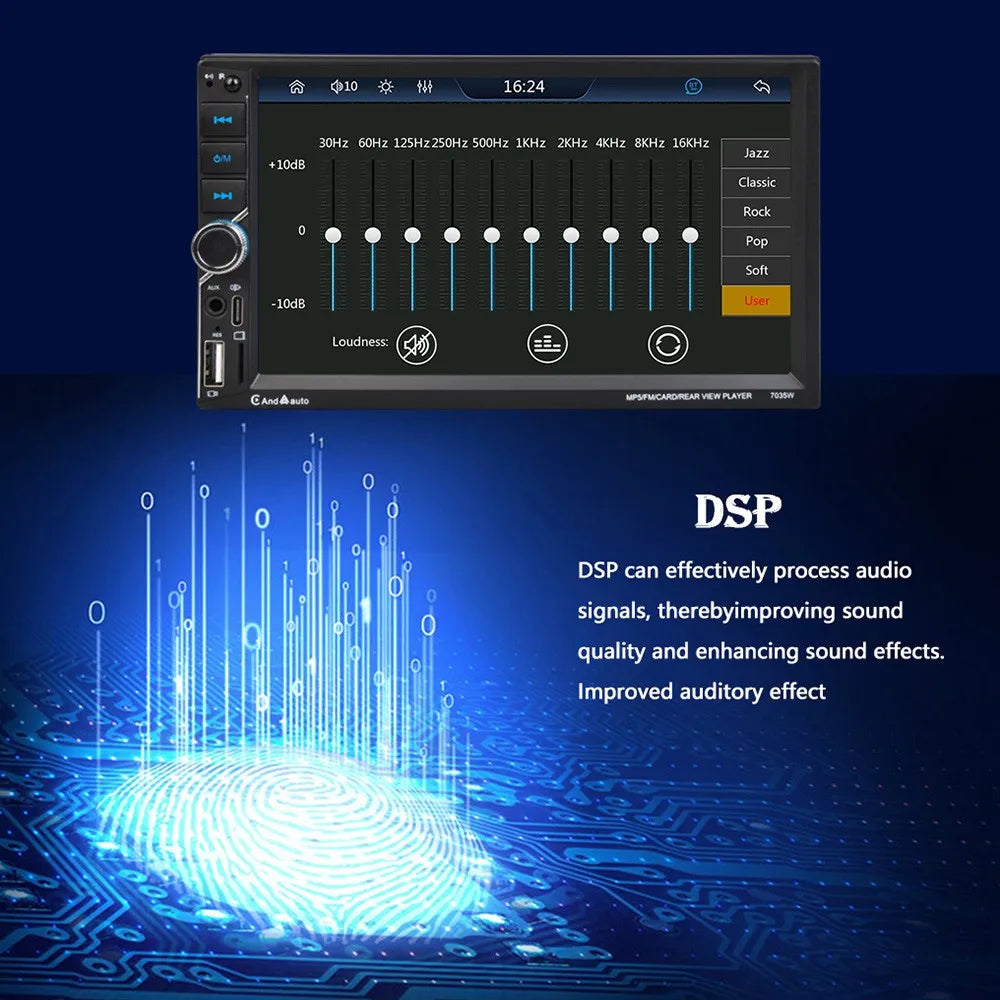 ESSGOO 7" Double Din CarPlay Android Auto Multimedia Player With HD Touchscreen & DSP Sound