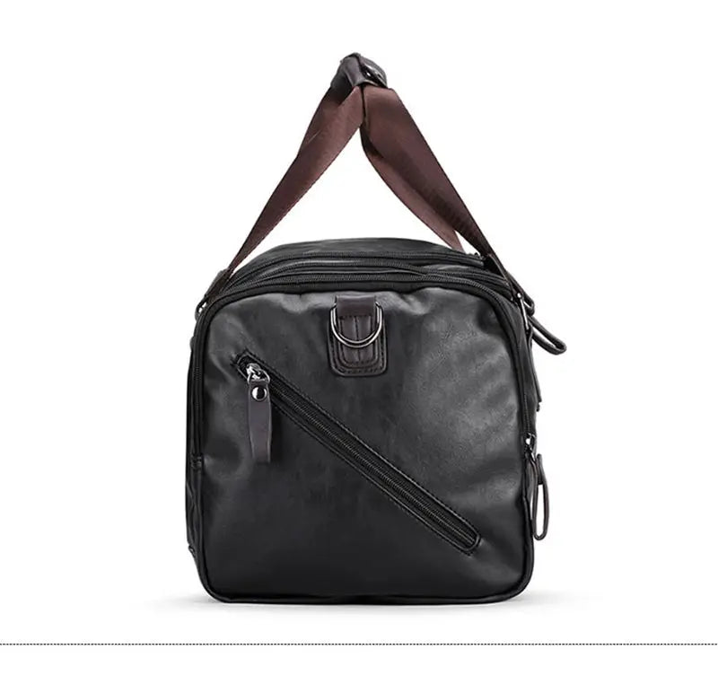 ApexMode Luxe — Men’s PU Leather Gym & Travel Duffle Bag With Shoulder Strap