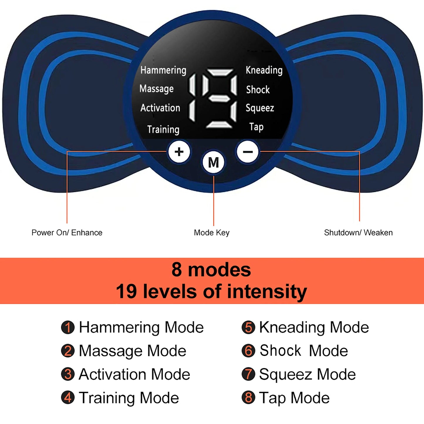 Neck Massager Mini Electric Neck Massage EMS Cervical Back Vertebra Massage Patch 8 Modes Relieve Relax Muscle Fatigue Tools - THOOBO!